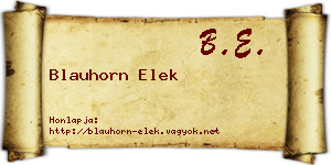 Blauhorn Elek névjegykártya